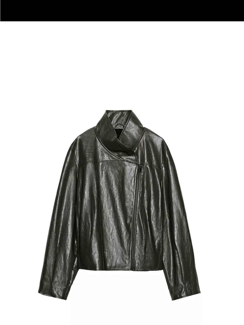 ZW Collection Faux Leather Funnel Neck Jacket